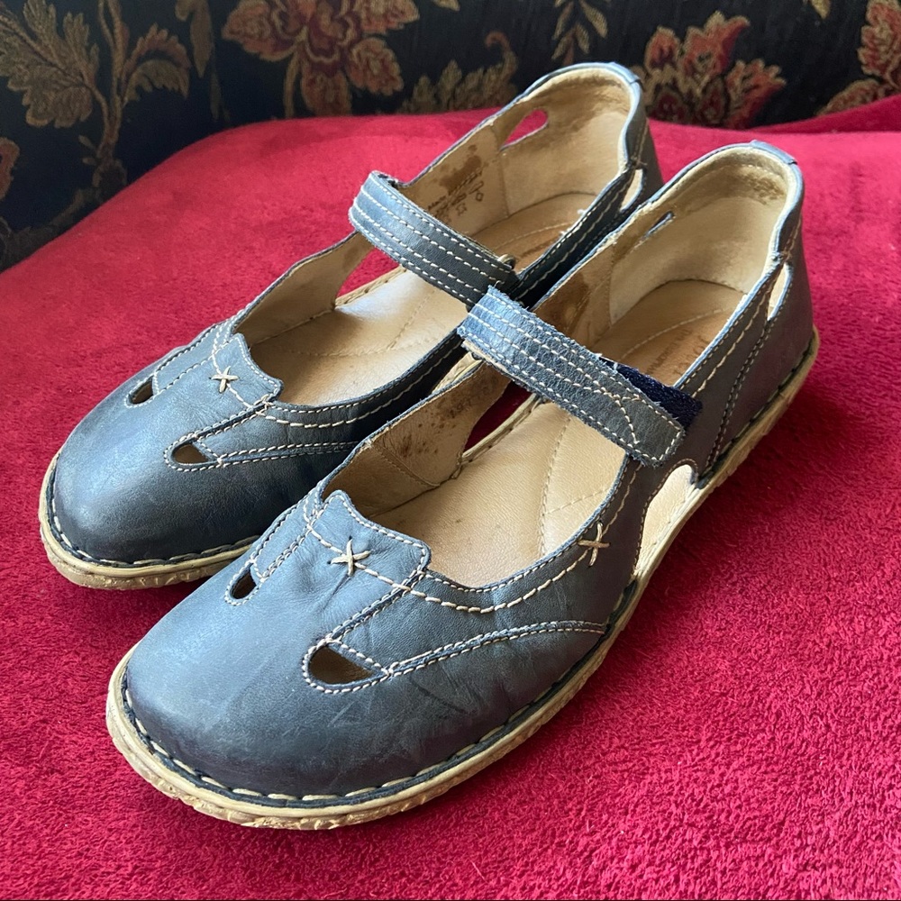 Josef Seibel Mary Jane Flats INGRID Capri Blue Leather Shoes EU 41 US 10 VGC